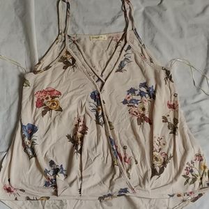 Hi-low Floral v neck tank top